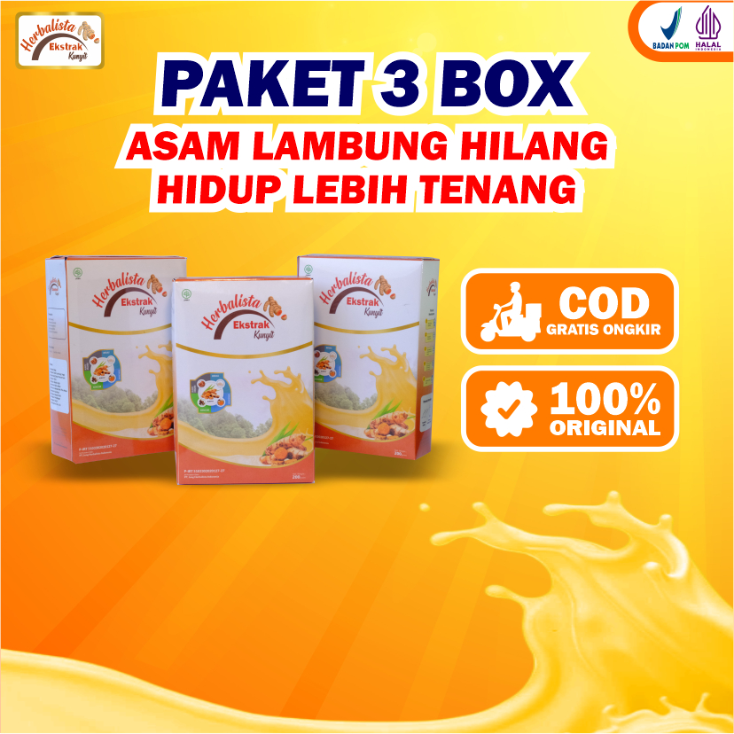 

Terlaris !!! Herbalista Ekstrak Kunyit 5x Lebih Efektif Sembuhkan Asam Lambung , Maag dan Gerd - Paket 3 Box
