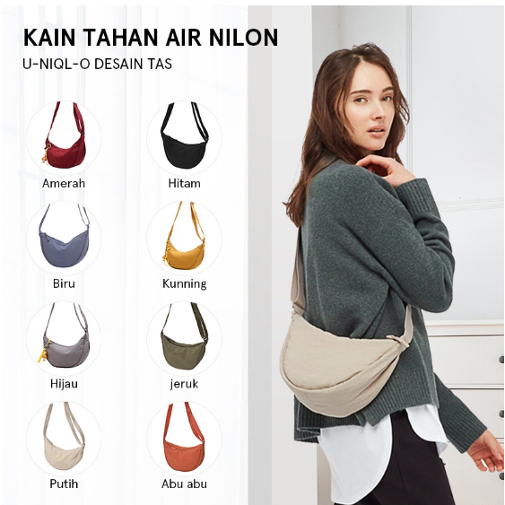 Tas Kanvas Uniqlo Mini Wanita Selempang Waist Bag Sling Bag Shoulder Round Bulat Uniqlo Cewek / Tas 