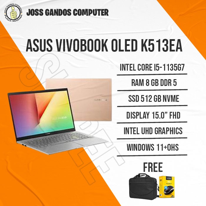 ASUS VIVOBOOK OLED K513EA/CORE I5-1135G7/RAM 8 GB/SSD 512GB/WIN11/GOLD