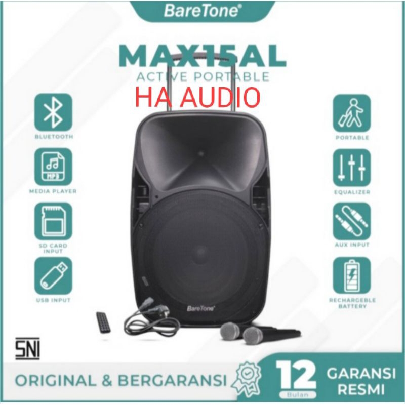 SPEAKER PORTABEL BARETONE MAX 15 AL 15 INCH SPEAKER PORTABEL WIRELESS 15 INCH ORIGINAL