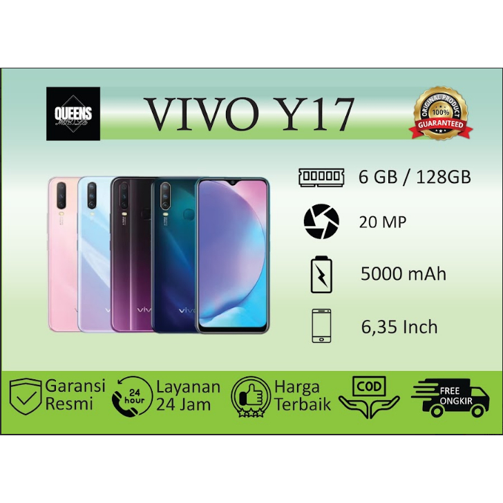 VIVO Y17 6/128 GB GARANSI 1 TAHUN