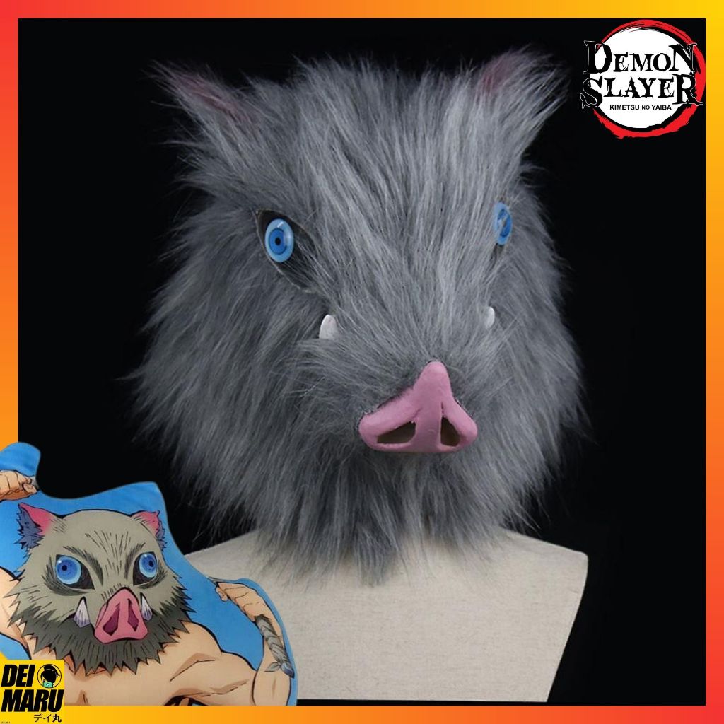 Topeng Cosplay Halloween Latex Babi Inosuke Hashibira Demon Slayer Kimetsu Yaiba Demon Slayer
