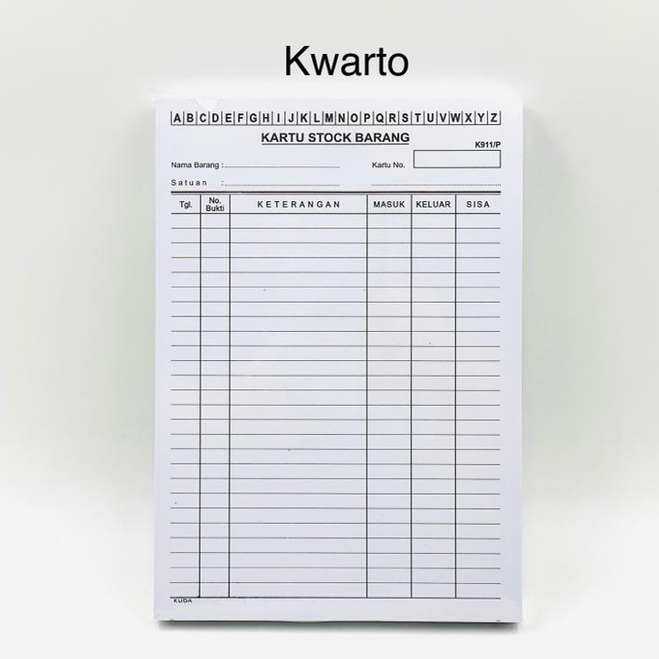 

KARTU STOK Stock Persediaan Barang ukuran Kwarto / 1/2 Folio
