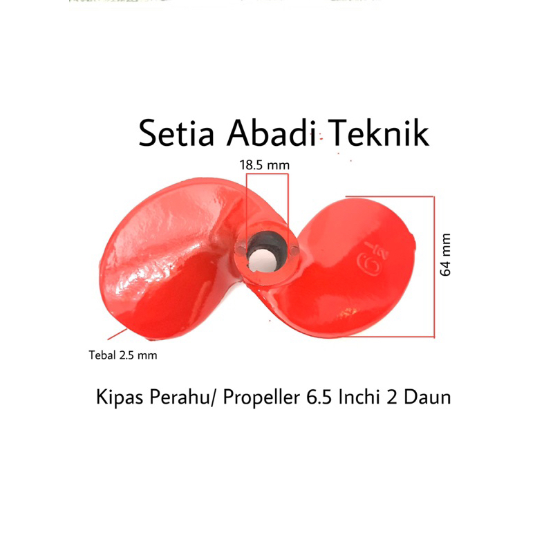 Baling Baling Aluminium Perahu/ Propeller Untuk Mesin Ketiting Ukuran 6” x 2 Daun x Ukuran As 3/4”