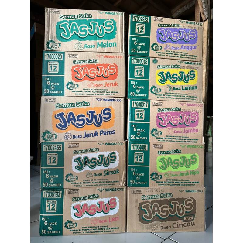 

jasjus serbuk minuman rasa buah segar 1karton isi 6pak@5renceng
