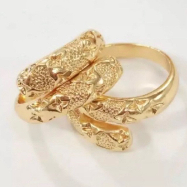cincin ular ukir terlaris perhiasan wanita titanium gold aksesoris fashion