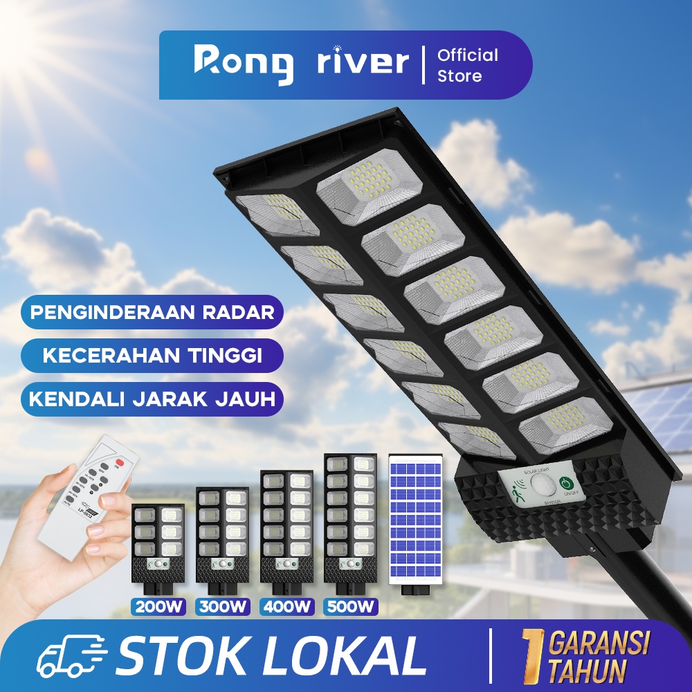 RONG RIVER Lampu Jalan Tenaga Surya 500W400W300W200W IP67 Tahan Air Induksi Radar Lampu Taman Solar