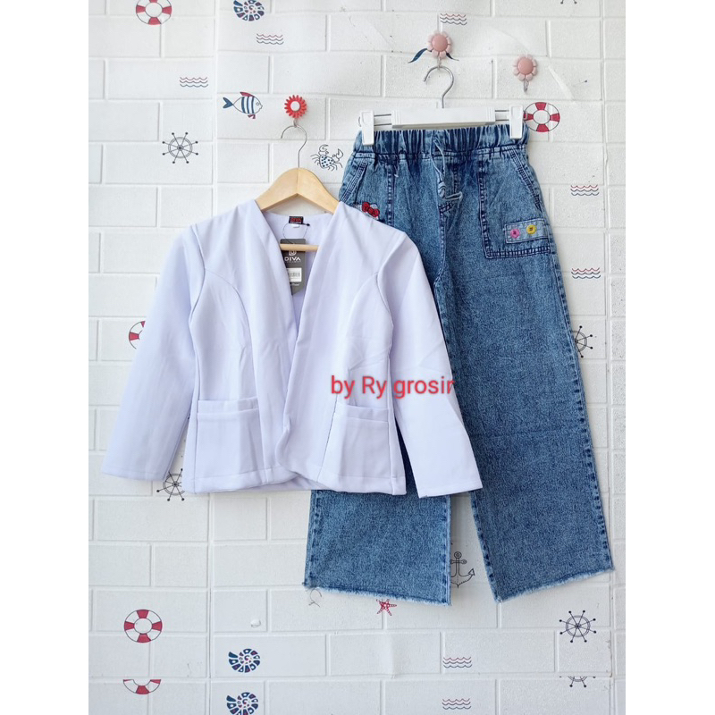 Setelan Anak Blazer Celana Kulot Jeans