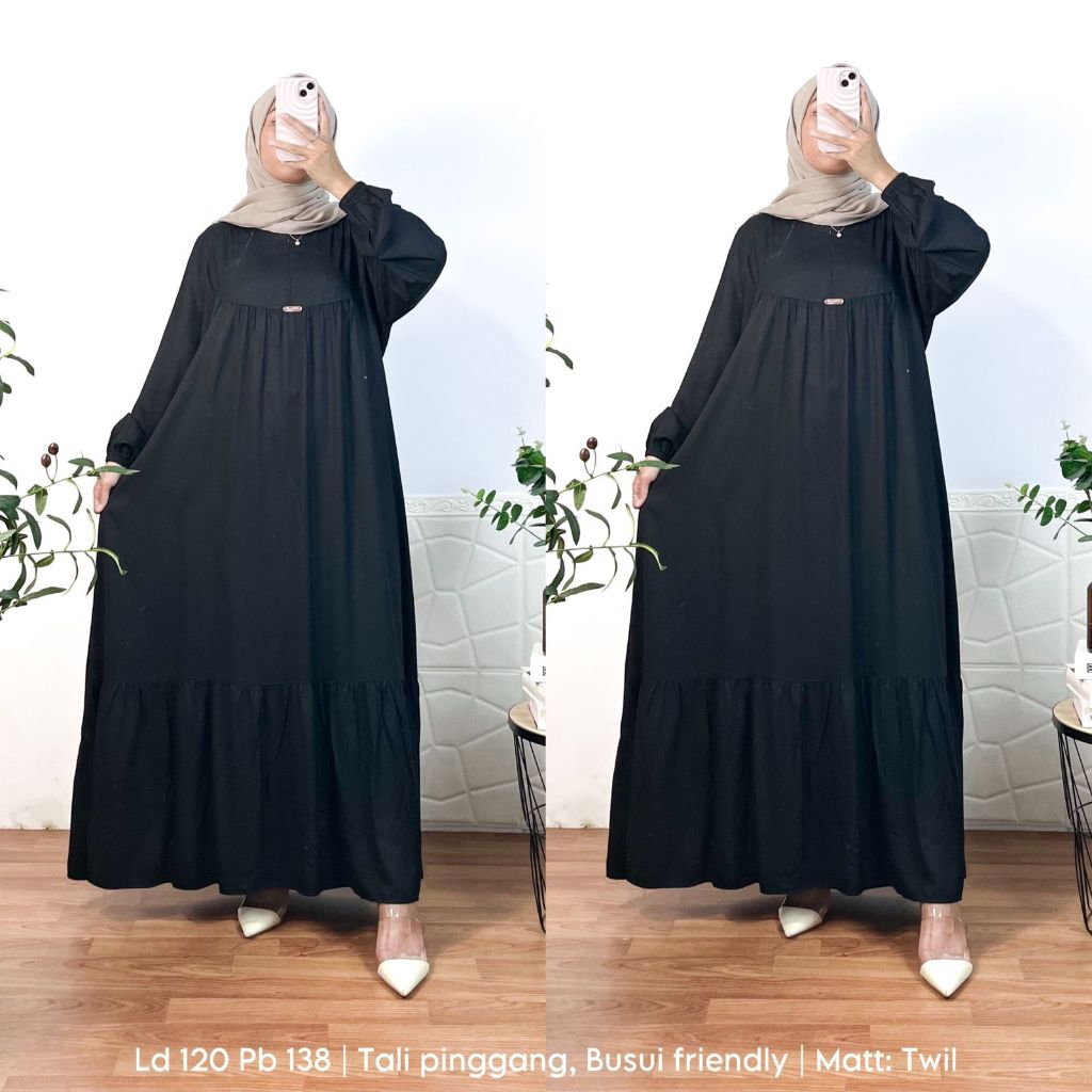 Desfa - Cici Dress Crinkle Polos Gamis Simpe Gamis Daily Gamis Polos Crinkle Jumbo