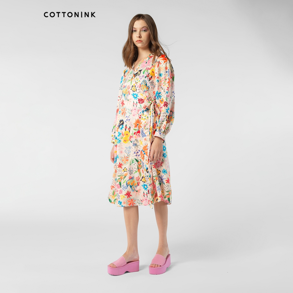 Cottonink - Dress Wanita Beige Fleur Haluki #CottoninkxNASL