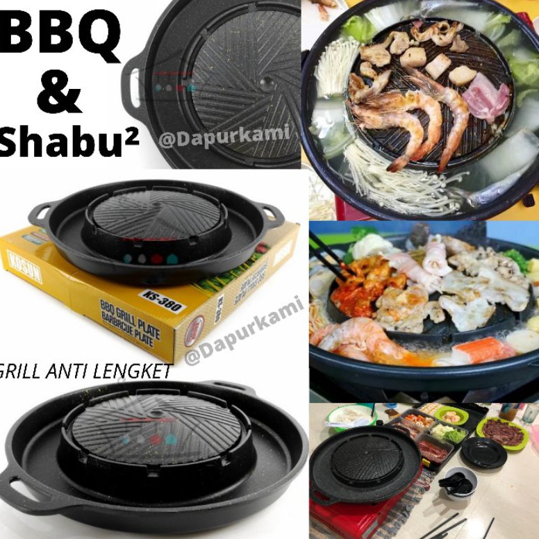 Terbatas Panggangan BBQ Grill Plate • Panci Shabu 2in 1 Bulgogi / BBQ Electric dan Kompor 47