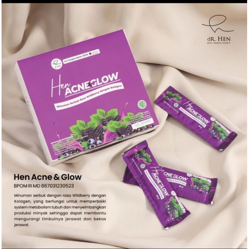 dR.HEN Acne & Glow minuman collagen drink 1 box isi 16 Sachet// Athena skincare dr Richard lee