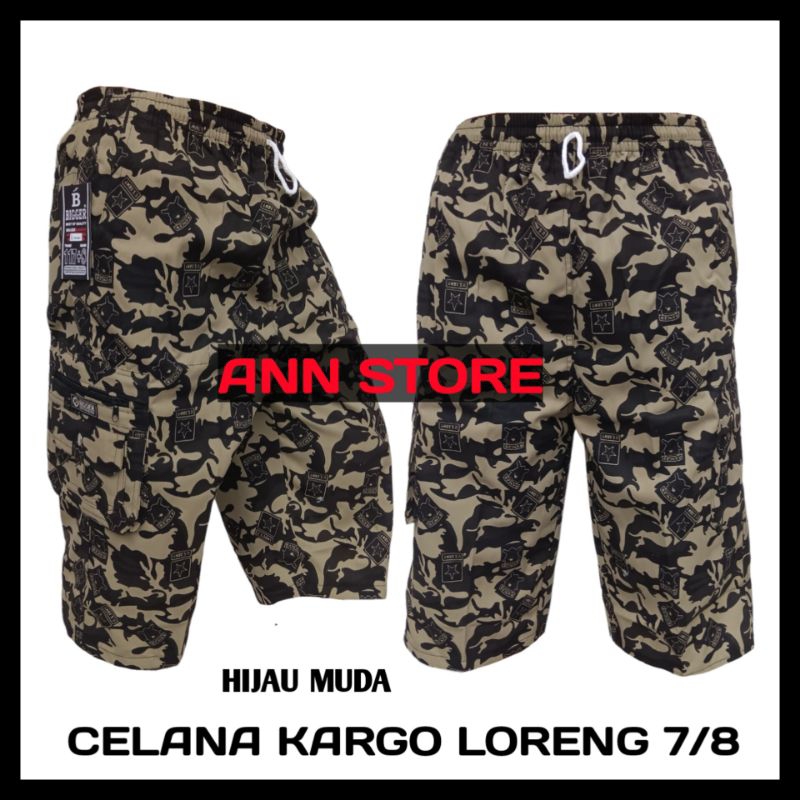 Celana kargo pria pendek 7/8,Celana pendek kargo 7/8 loreng, Celana cargo pria