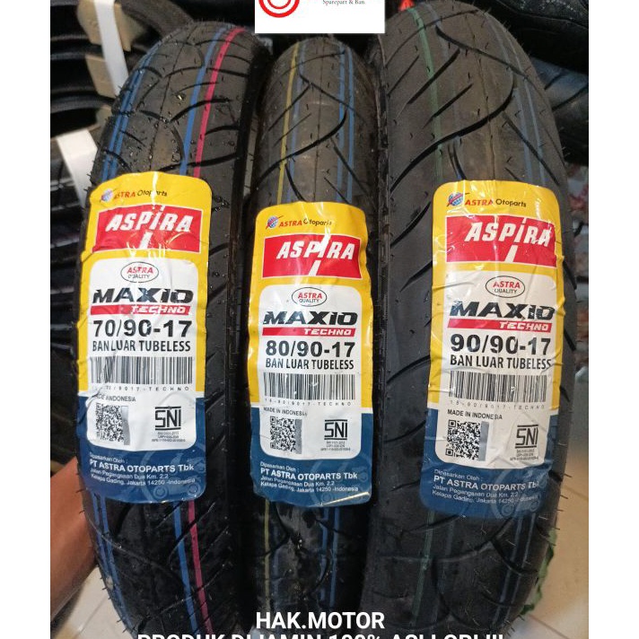 HOT SALE ( TERLARIS ) BAN ASPIRA MAXIO TECHNO RING 17 TUBLES ( 70/90-17 ),( 80/90-17 ),( 90/90-17 ) 