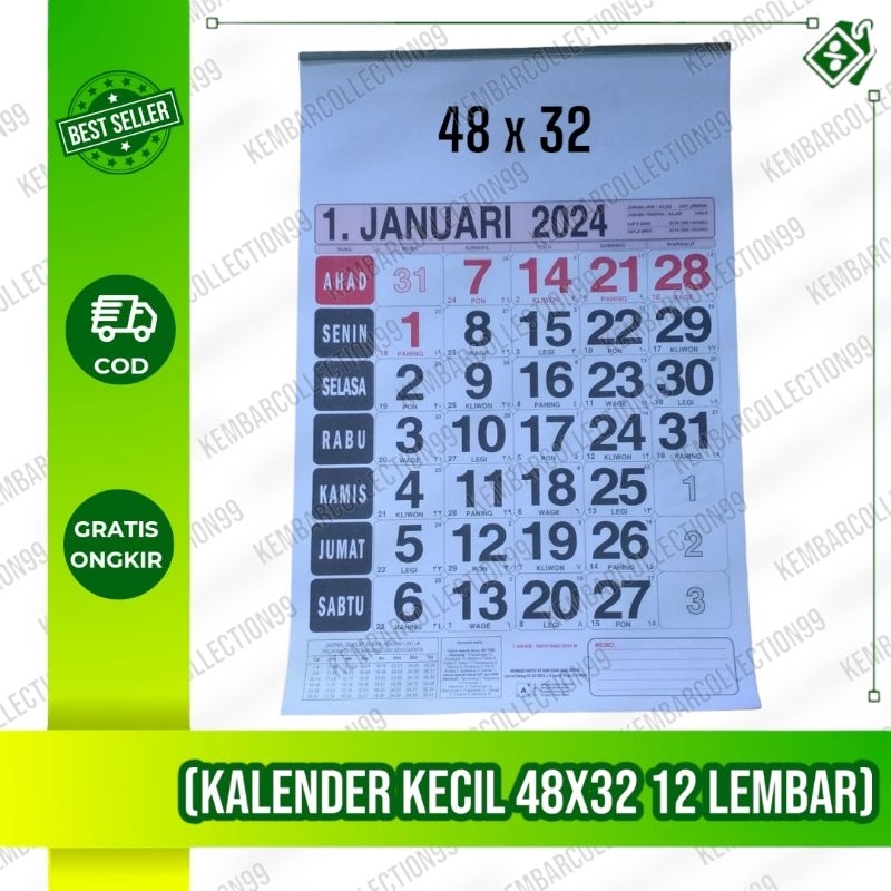 

Kalender Dinding 2024 Kecil (48x32 12 Lembar)