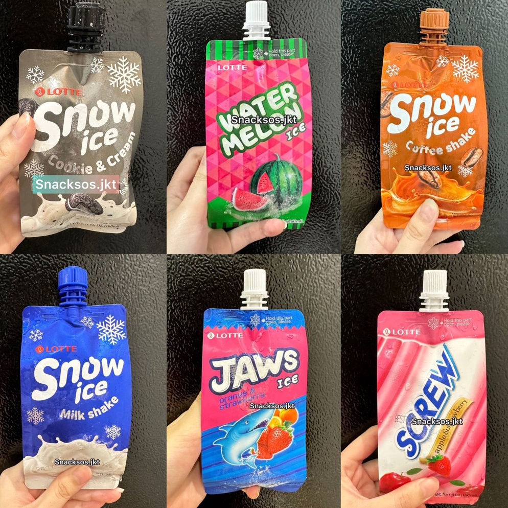 

TERBARU⚡ LOTTE JAWS ICE ORANGE STRAWBERRY / LOTTE COOKIES&CREAM / LOTTE WATERMELON / LOTTE SCREW APPLE STRAWBERRY / LOTTE SNOW ICE MILKSHAKE / LOTTE SNOW ICE COFFEE SHAKE