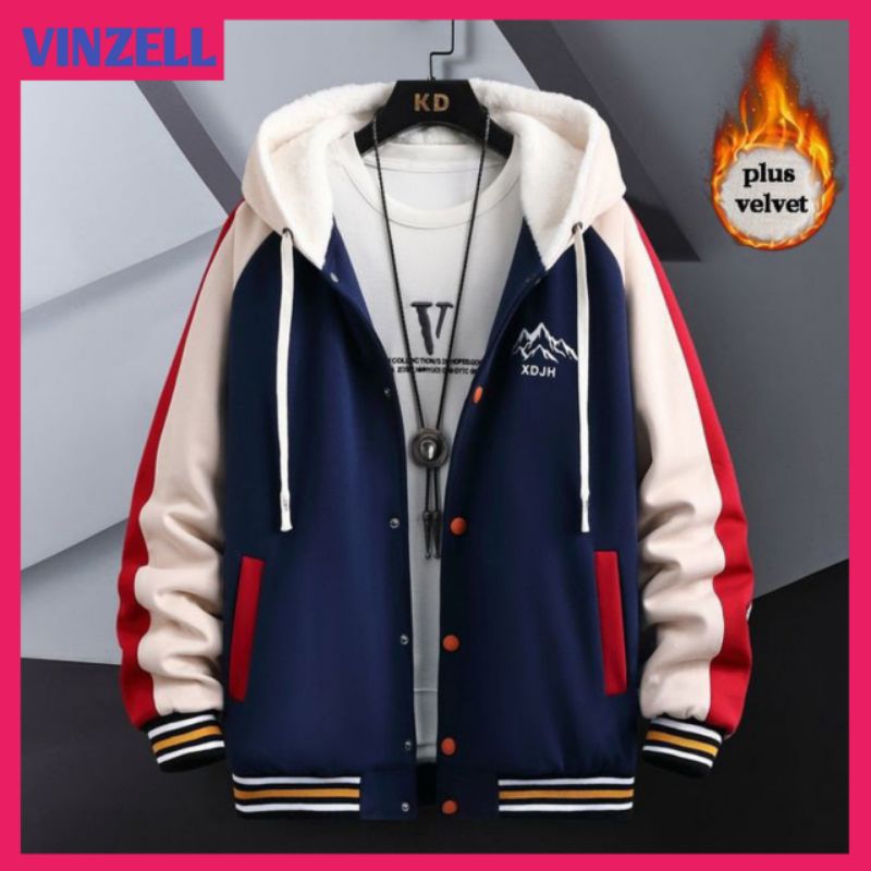 JAKET VARSITY HOODIE ZIPPER JAKET BASEBALL PRIA WANITA JUMBO (S-6XL) INISIAL LOGO XDJH JAKET RESLETI