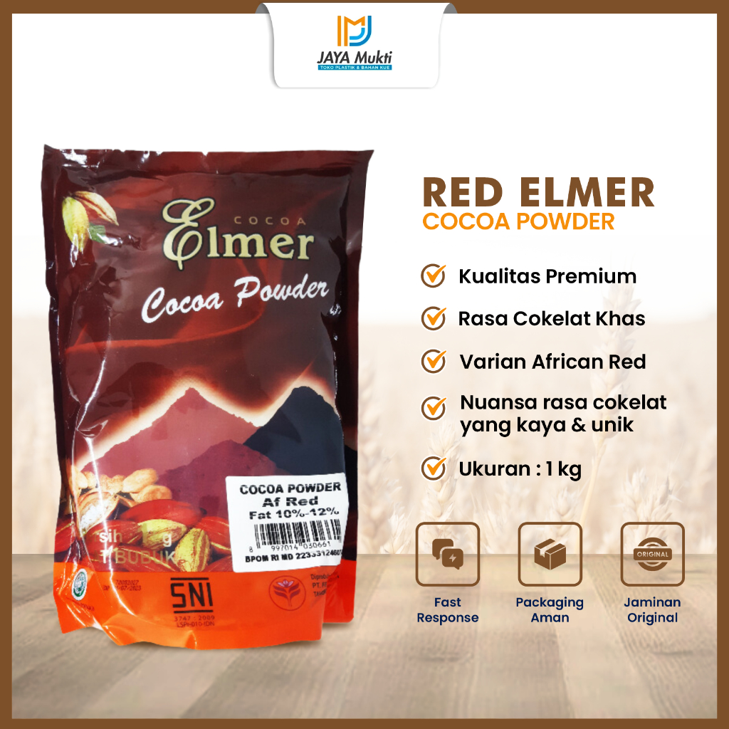 

Coklat Bubuk African Red & Black ELMER Cocoa Powder 1 Kg Aroma Kuat