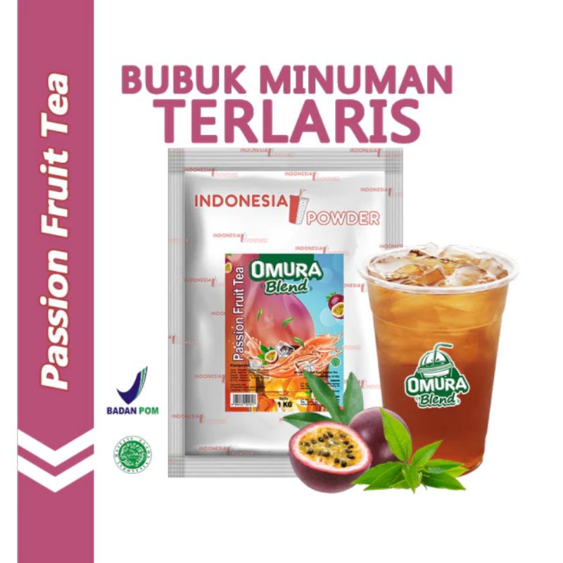 

Passionfruit Tea 1Kg / Bubuk Minuman Berkualitas Merk Omura Blend 1000gr