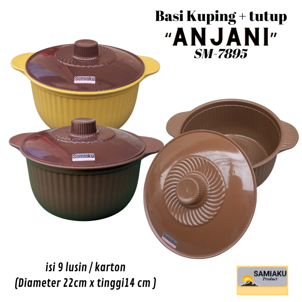 samiaku-mangkok kuping  tutup/ sup / ramen / ukuran 20cm handle anti panas