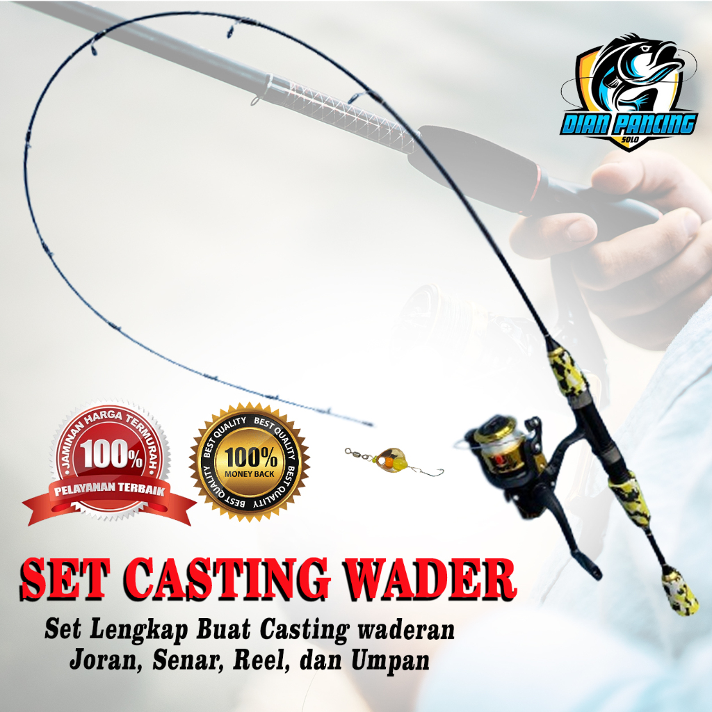 Murah Set Joran Casting Waderan 120cm Lengkap Dengan Umpan Rayap reel pancing
