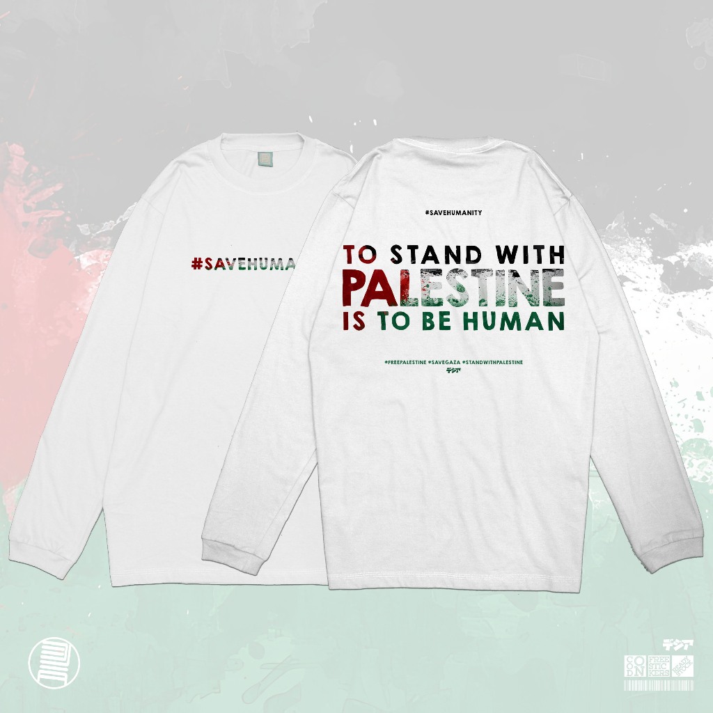 Longsleeve T-Shirt Save Humanity Save Palestine Free Palestine Baju Kaos DJA Cloth