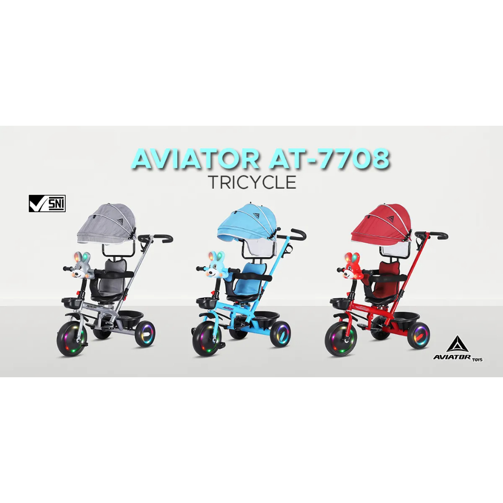 SEPEDA RODA TIGA BMX TRICYCLE STROLLER ANAK AVIATOR AT 7708  - SEPEDA RODA TIGA ANAK