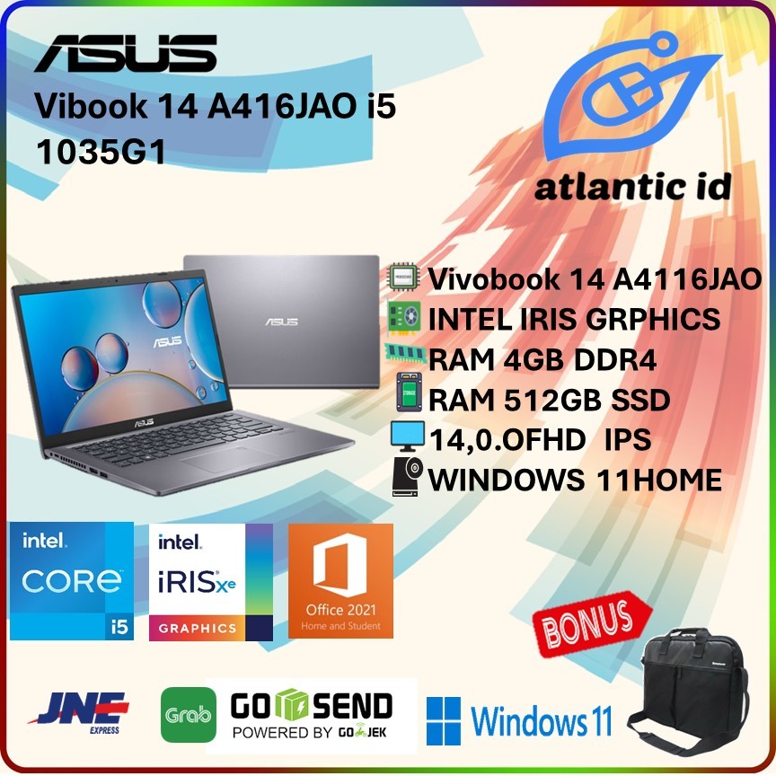 Asus Vivobook  A416JAO INTEL CORE I5-1035G1/RAM 4GB/8GB  SSD512GB/14"FHD