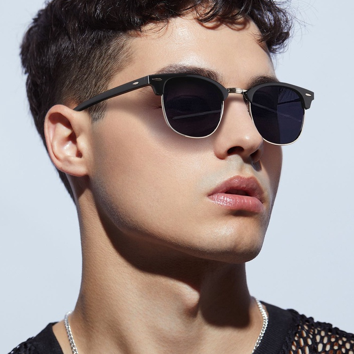 Kacamata Classical Retro Half Frame Kacamata Hitam Wanita/Pria Kacamata Eyeglasses