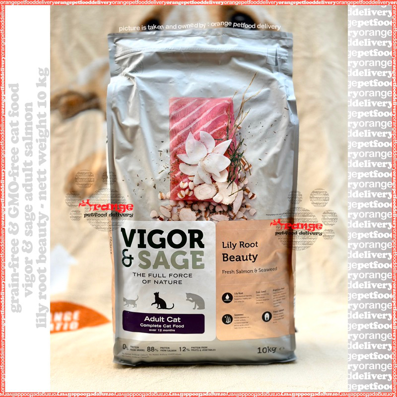 vigor & sage adult LILY ROOT BEAUTY salmon 10 kg - grain free no gluten cat food makanan kucing