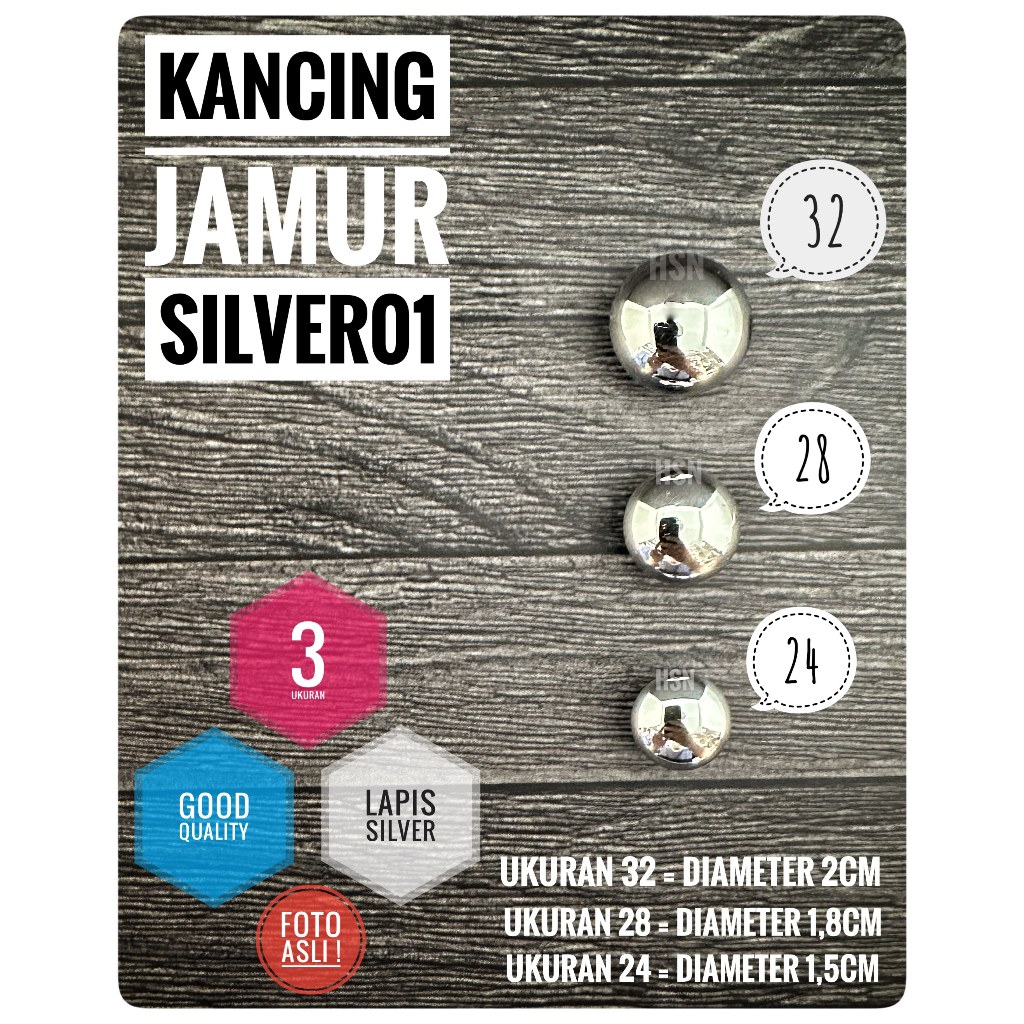 kancing jamur silver
