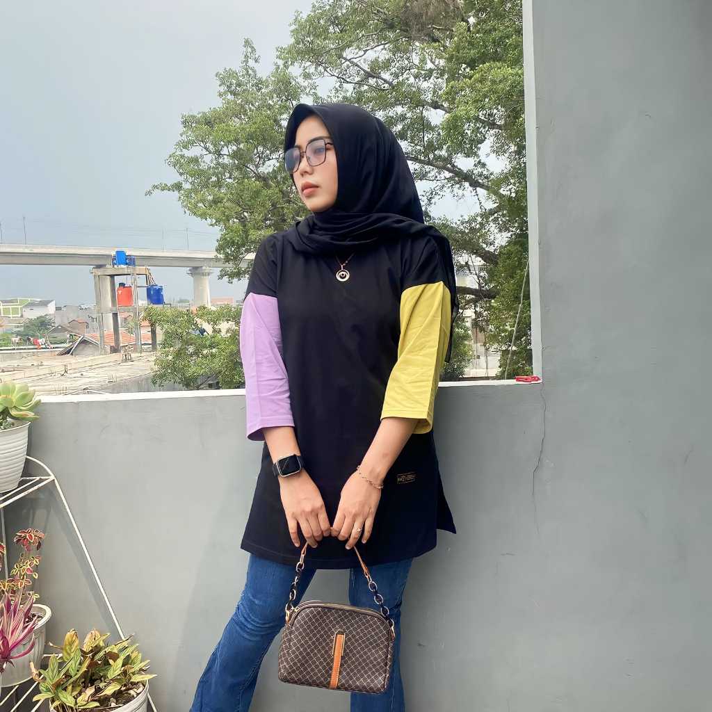 Baju kaos kombinasi wanita REQILA COLLECTION model terbaru mix warna