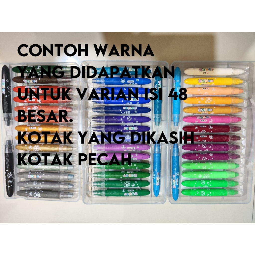 

Silky Crayon Grasp isi 48 Campur / Warna RANDOM dan DOUBLE Murah Meriah / Krayon Murah Maksimal 2 warna Sama