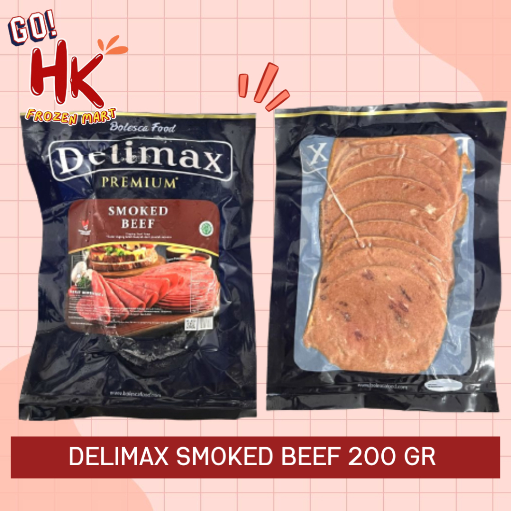 

Delimax Smoked Beef 200gr & 500gr | 10pcs daging asap premium isian burger beef slice HK Frozen Mart