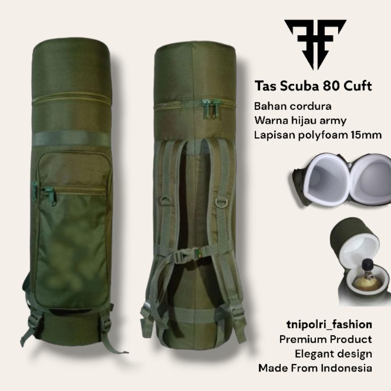 Tas Tabung Scuba 80 Cuft Hijau Army || Tas Tabung Composite 80 Cuft || Tas Tabung PCP 80 Cuft || Tas