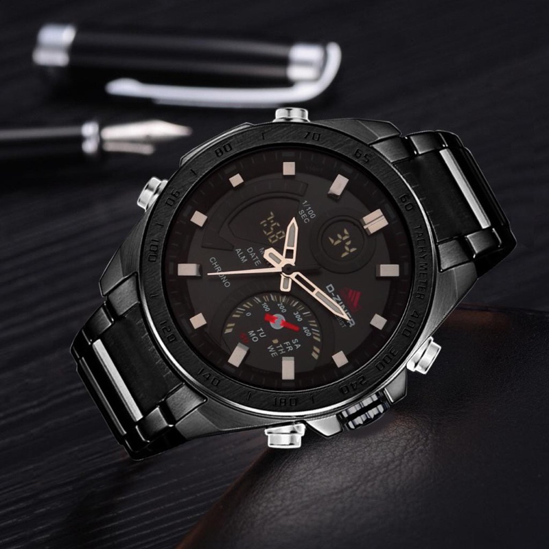 JAM TANGAN PRIA DZINER 8293 DOUBLE TIME WATER RESISTANT