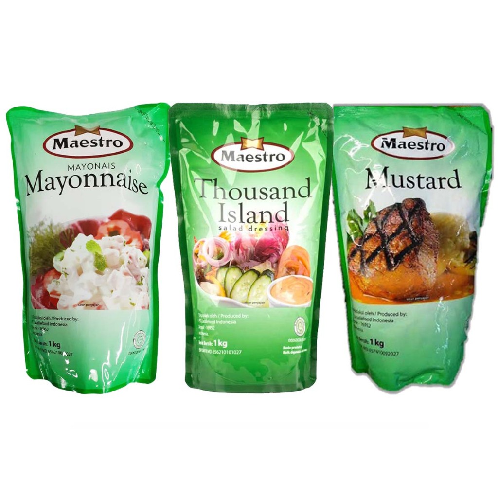 

Mayonnais maestro 1kg / mustard maestro 1kg / thousand island maestro 1kg / maestro mayonais 1kg