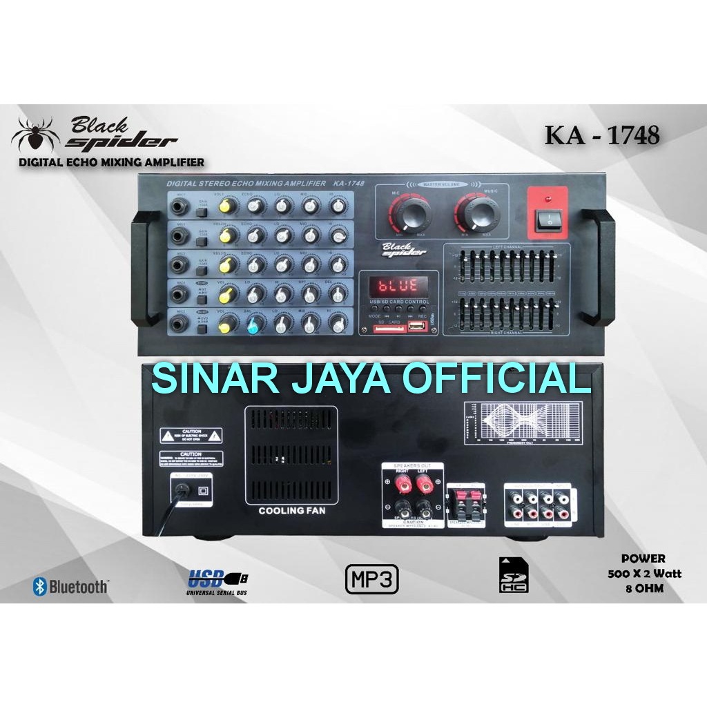 power mixer 5 channel blackspider ka1748 Bluetooth usb equalizer