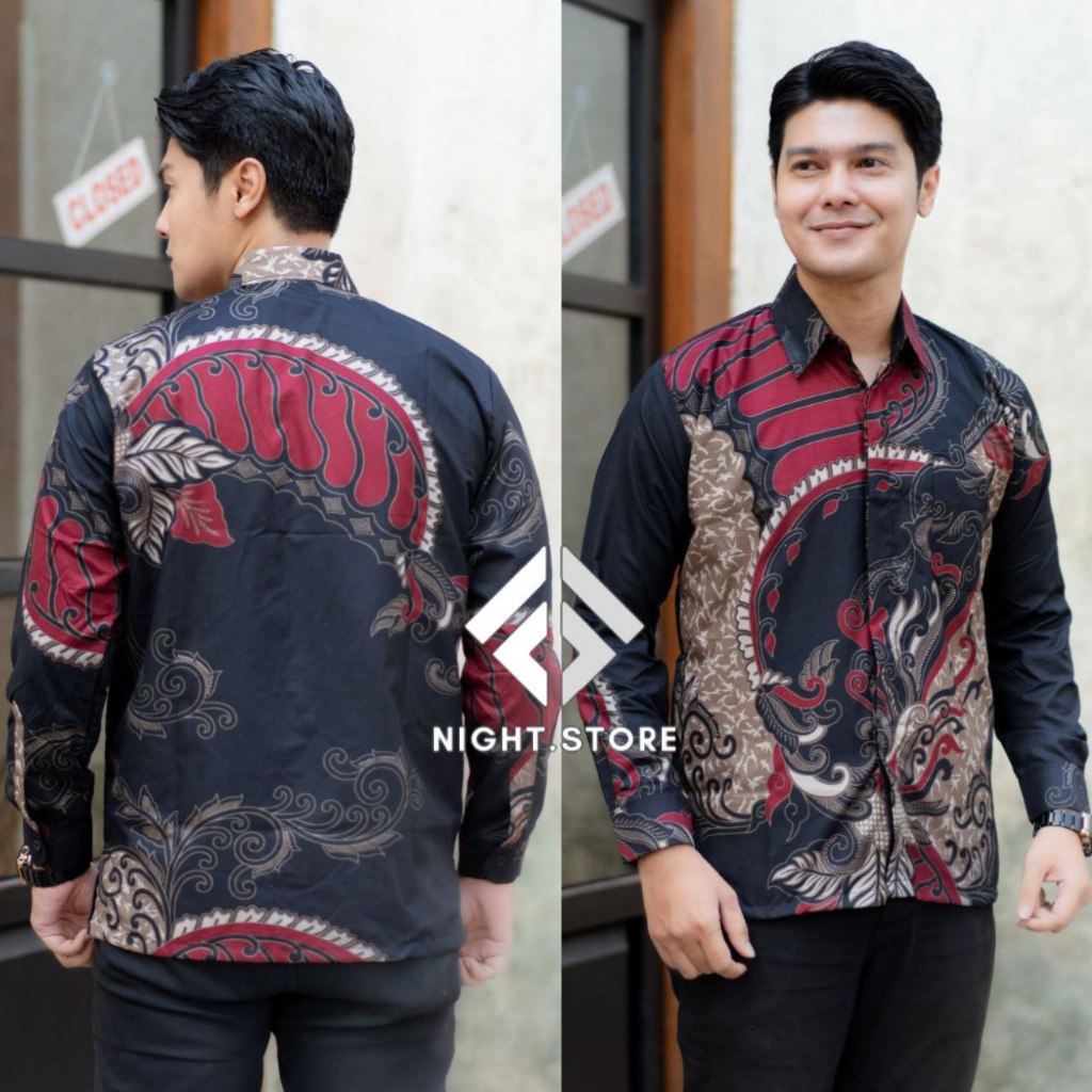 Kemeja batik pria lengan panjang terlaris baju batik modern