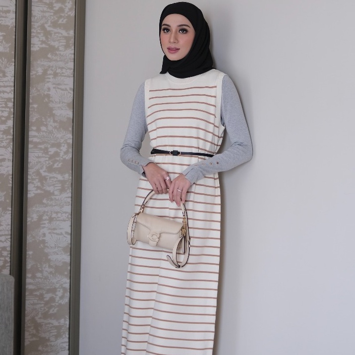 KodeE9q4P GONEGANI OFFICIAL -  Dress Inner Tanpa Lengan Bahan Knit Yuke Inner Dress