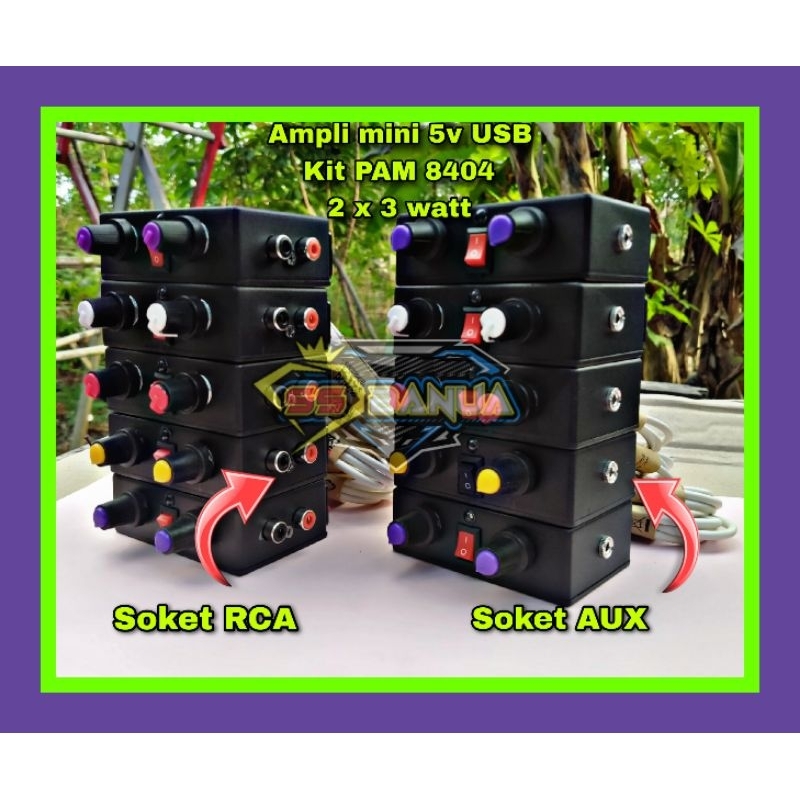 Ampli mini 5 volt Amplifier USB 5v + kabel USB + Kabel AUX , Power mini rakitan kit PAM 8403 , ampli