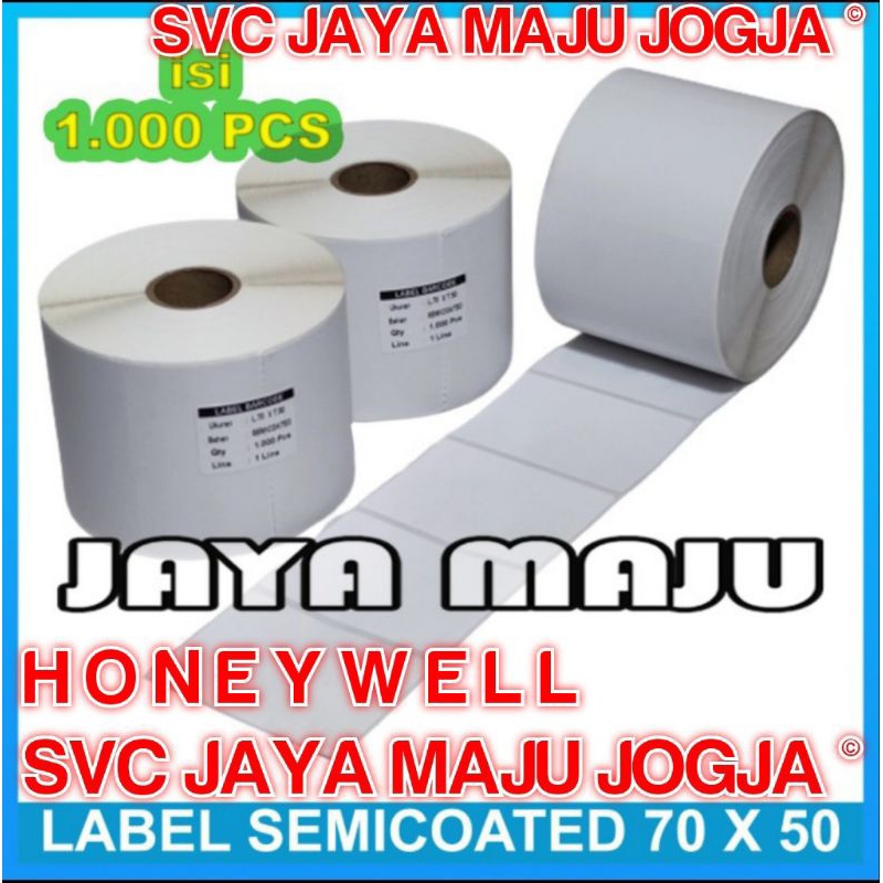 

[ HONEYWELL ] 70 X 50 SEMICOATED - 1 LINE - FACE IN - ISI 1.000 PCS || CORE 1" || LABEL BARCODE PAKAI RIBBON THERMAL TRANSFER - KERTAS STICKER E-TICKET FARMASI RESEP OBAT APOTEK ANTI ALKOHOL MINYAK || 70X50 - PC42D PC42T PC43T - ISI 1000 PCS