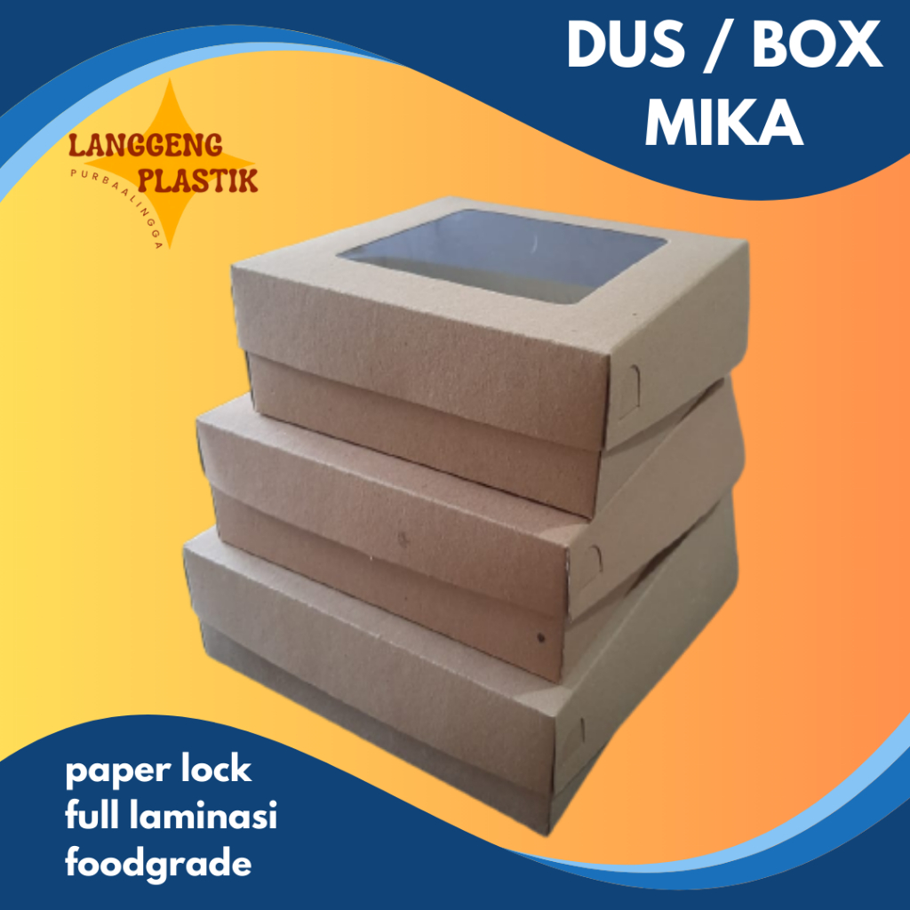 

DUS / BOX MIKA UNTUK NASI | DUS KUE | PAPER CRAFT COKLAT FOOD GRADE