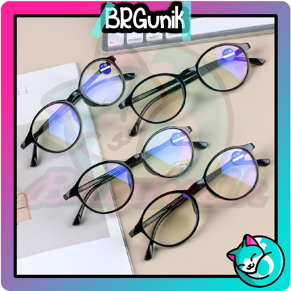 BRGUNIK Kacamata Lensa Minus Kacamata Baca Minus Ukuran 0.5 sampai 4.00 Unisex Pria Wanita Kaca Mata