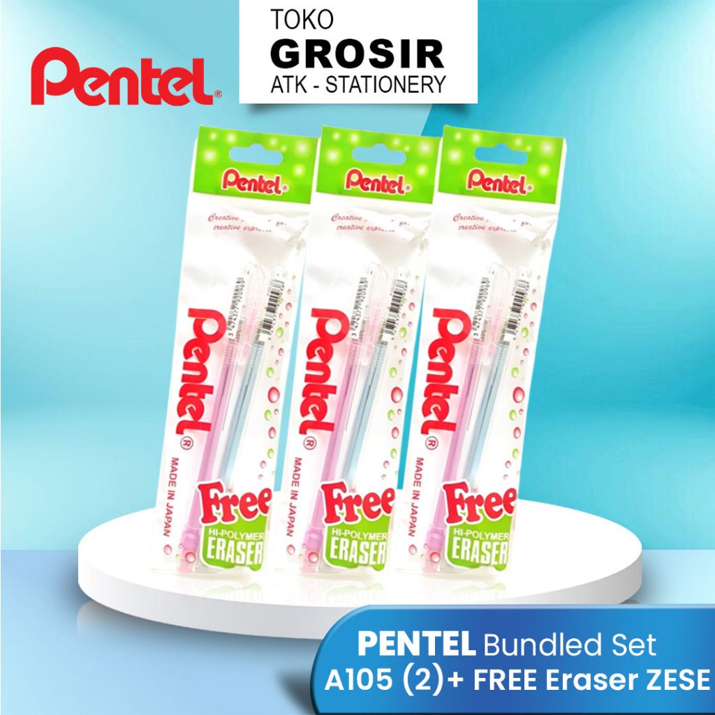 

[SET] PENTEL BUNDLE MECHANIC PENCIL CAPLET A105 (2) + FREE ERASER ZESE / 1 SET PENTEL PENSIL MEKANIK