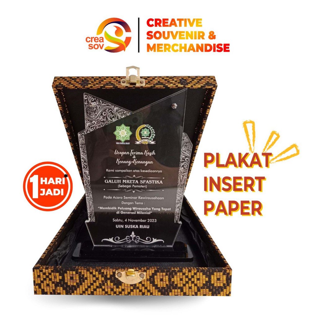 Creasov Plakat Akrilik, Plakat Akrilik Insert Paper, Plakat 1 Hari Jadi, Ukuran 20 x 14 cm