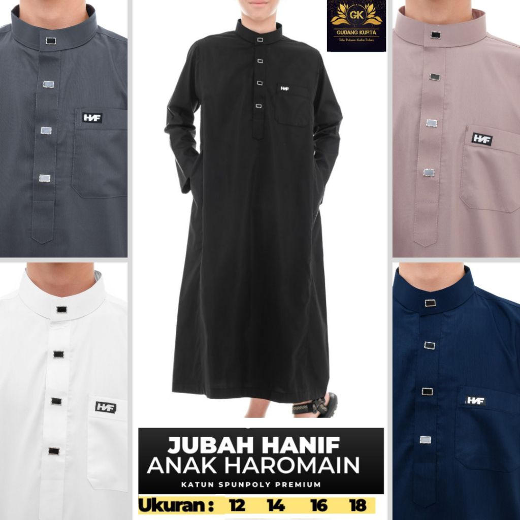 Gamis Jubah Hanif Lengan Panjang Model Haramain Anak Laki Laki Remaja Tanggung Size 12 14 16 18 Tahu