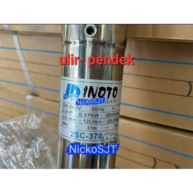Pompa Submersible Sible Inoto 2in 2" Pompa Celup + CONTROL BOX + KABEL Pompa sumur dalam  0.5hp ulir