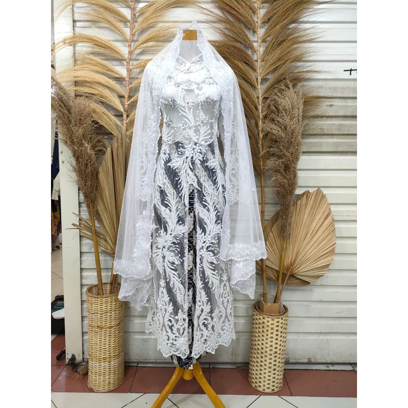 Sutrisno kebaya - Kebaya Akad Pengantin Full Payet Kebaya Pengantin Akad Putih Semata Kaki Premium
