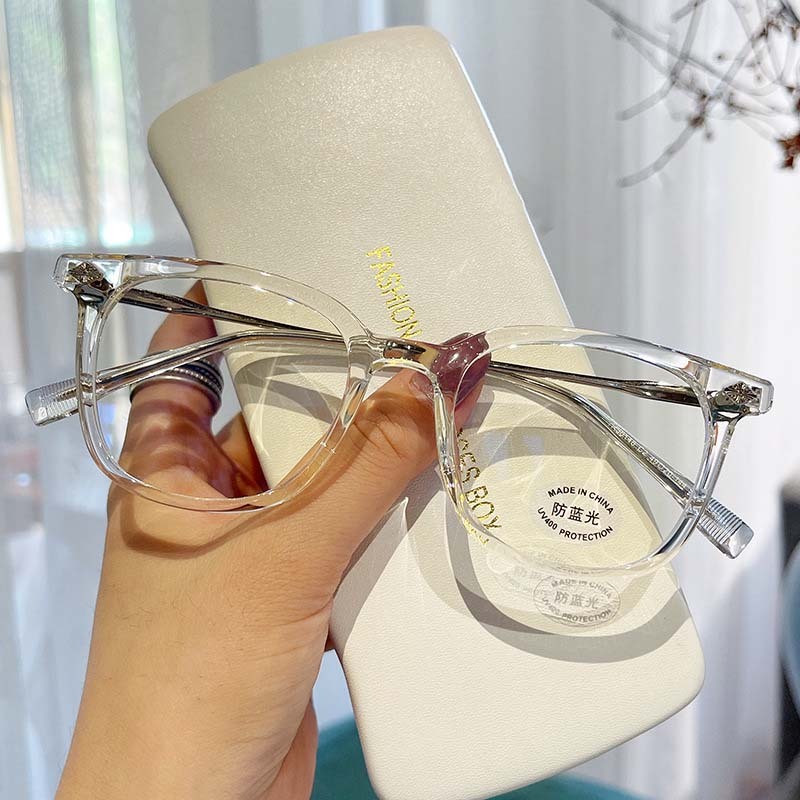 Viendo Kacamata Minus Photocromic Anti Radiasi Blueray Bluecromic Wanita Pria Cowok Korea TR90 Frame Antiradiasi Kecamata Sinar Matahari UV400 Potocromic Fotocromic Kaca Mata optik Komputer HP-Transparent